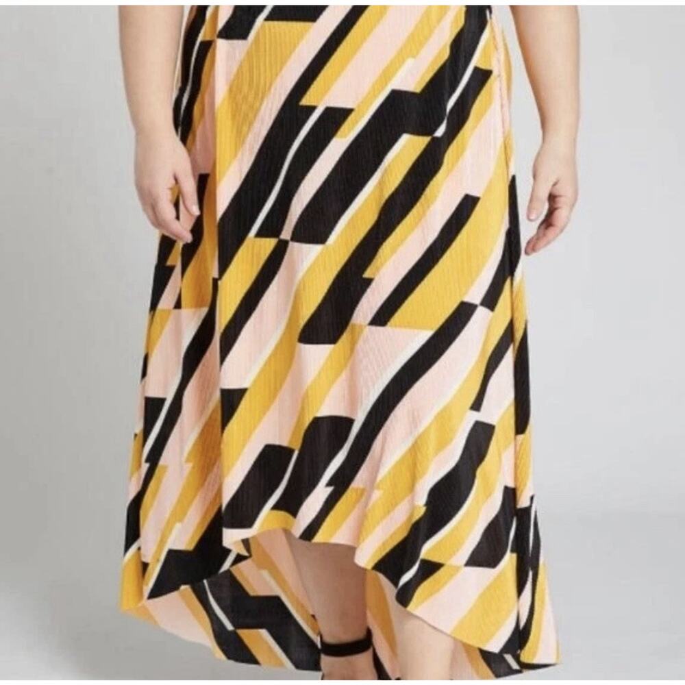 Lane Bryant NWT Multicolor Geo Textured Pleated High Low Skirt - Size 22/24